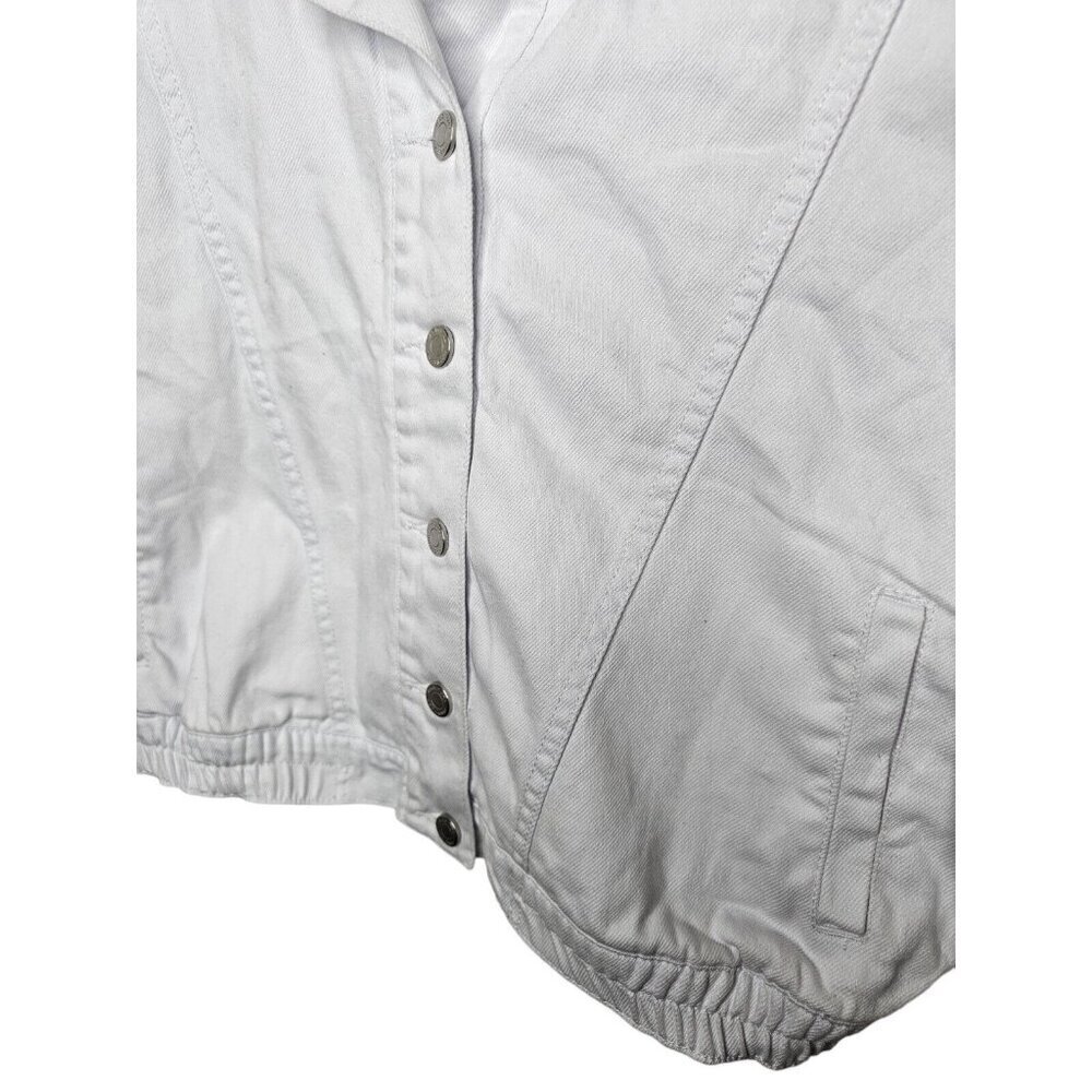 Habitual Denim Jacket Cropped Size S White Buttoned Up Short Sleeve - Picture 7 of 11